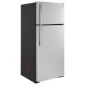 GE - 17.5 Cu. Ft. Top-Freezer Refrigerator with Edge-to-Edge Glass Shelves - Stainless Steel