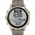 Garmin - fēnix 6S Sapphire Smartwatch 42mm Fiber-Reinforced Polymer - Light Gold-tone with Shale Gray Leather Band