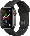 Apple - Apple Watch Series 4 (GPS + Cellular), 40mm Space Black Stainless Steel Case with Black Sport Band - Space Black Stainless Steel