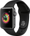 Apple - Geek Squad Certified Refurbished Apple Watch Series 3 (GPS) 38mm Space Gray Aluminum Case with Black Sport Band - Space Gray Aluminum