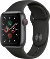 Apple - Apple Watch Series 5 (GPS + Cellular) 40mm Space Gray Aluminum Case with Black Sport Band - Space Gray Aluminum (Unlocked)