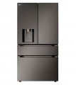 LG - 28.6 Cu. Ft. 4-Door French Door Smart Refrigerator with Full-Convert Drawer - Black Stainless Steel