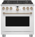 Café - 5.75 Cu. Ft. Freestanding Dual Fuel True Convection Range with 6 Burners, Customizable - Matte White