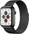 Apple - Apple Watch Series 5 (GPS + Cellular) 44mm Space Black Stainless Steel Case with Space Black Milanese Loop - Space Black Stainless Steel