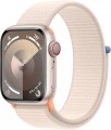 Apple Watch Series 9 (GPS + Cellular) 41mm Starlight Aluminum Case with Starlight Sport Loop - Starlight