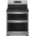 GE Profile - 6.6 Cu. Ft. Freestanding Double Oven Electric True Convection Range with No Preheat Air Fry and Wi-Fi - Stainless Steel