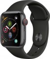 Apple - Geek Squad Certified Refurbished Apple Watch Series 4 (GPS+Cellular) 40mm Space Gray Aluminum Case with Black Sport Band - Space Gray Aluminum