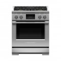 Fisher & Paykel - Professional 4 Cu. Ft. Freestanding Dual Fuel True Convection Range with Self-Cleaning - Stainless Steel/Black Glass