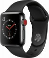 Apple - Apple Watch Series 3 (GPS + Cellular), 38mm Space Black Stainless Steel Case with Black Sport Band - Space Black Stainless Steel