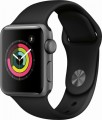 Apple - Apple Watch Series 3 (GPS), 38mm Space Gray Aluminum Case with Black Sport Band - Space Gray Aluminum