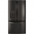 GE - 25 Cu. Ft. French Door Refrigerator - Black stainless steel