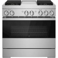 JennAir - NOIR 5.1 Cu. Ft. Self-Cleaning Freestanding Dual Fuel Convection Range - Floating Black Glass